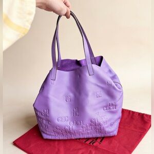 Carolina Herrera Purple Monogram Leather Shopper Tote